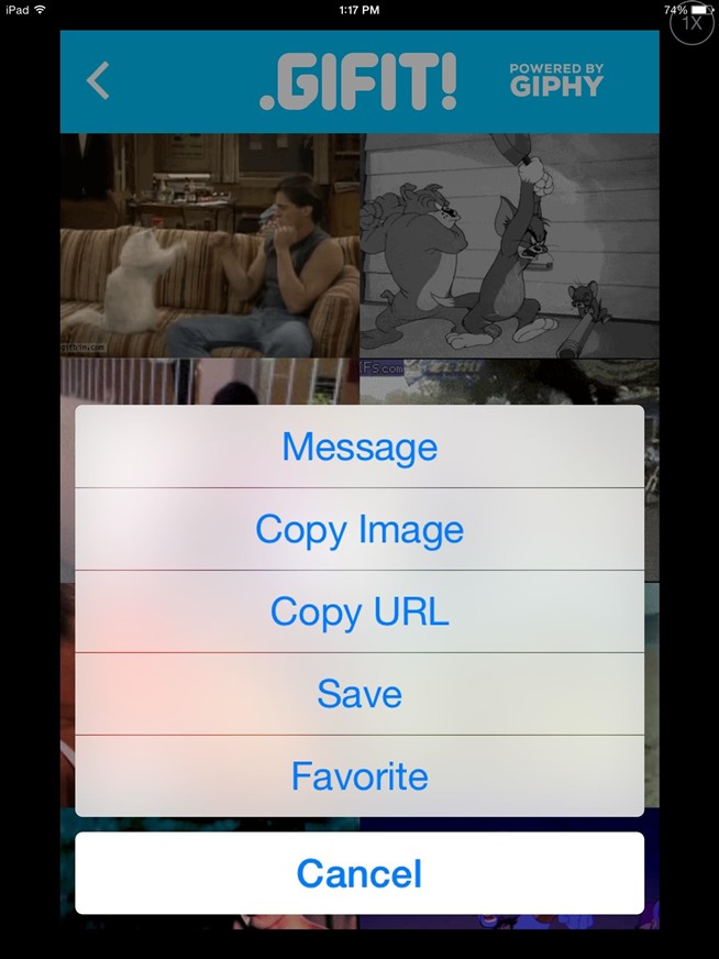 Once you're ready to send the GIF, tap and choose how you would like ...
