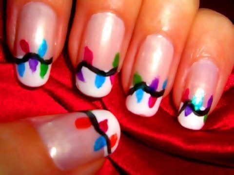 Create holiday lights nail art Click through to watch this video on youtube