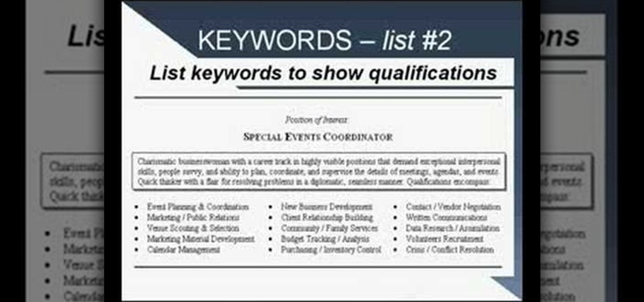 Sales resume search words