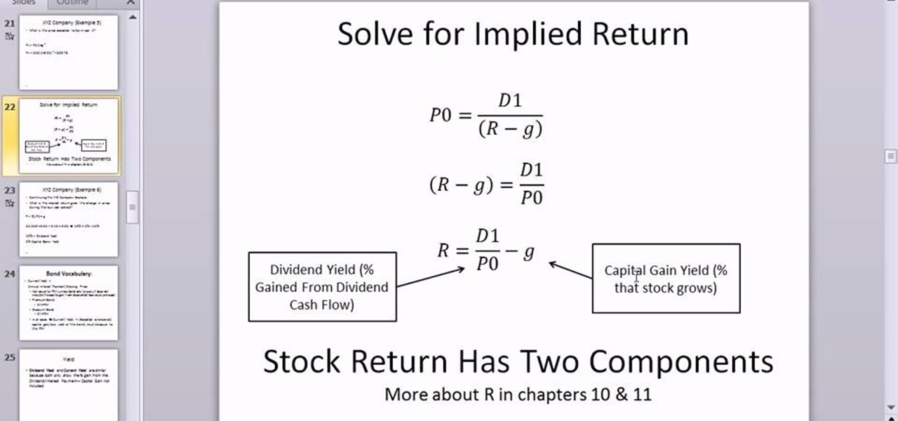 calculate stock price dividend rate of return
