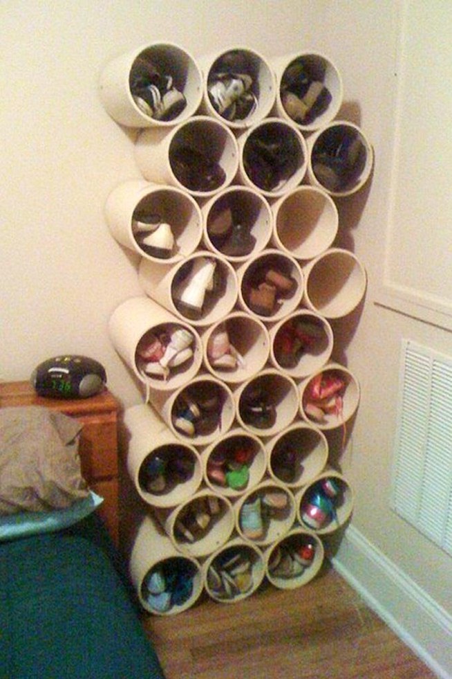 How to Build a Low-Cost Shoe Rack Using PVC Pipes « MacGyverisms