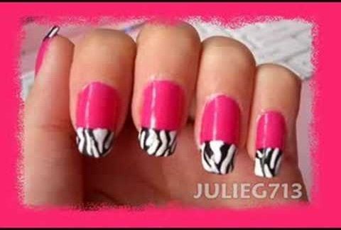 Paint Victoria Beckham's pink nails with zebra tips Click through to watch