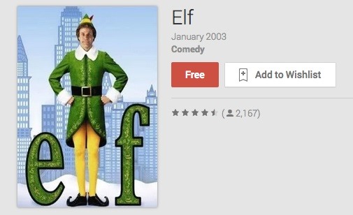Will Ferrell's "Elf" Movie Free on Google Play - Limited Time Only