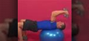 Exercise with lying dumbbell tricep extension on ball