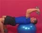 Exercise with lying dumbbell tricep extension on ball