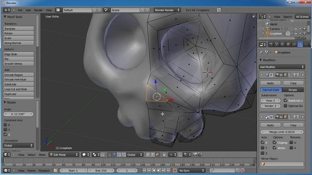 Create a 3D model of a Tim Burton-style skull in Blender 2.5