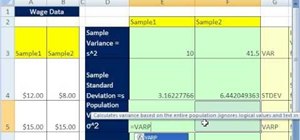 Find deviations and variance for a population in Excel
