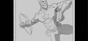 Draw Captain America in an action pose