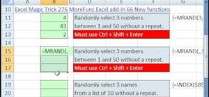 Select numbers from a set without repeats in MS Excel