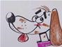 Draw a floppy-eared cartoon dog