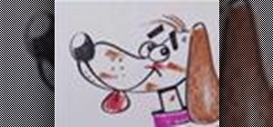 Draw a floppy-eared cartoon dog