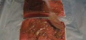 Make broiled salmon glazed with romesco sauce