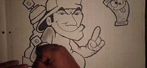 Draw a graffiti artist holding animated spray cans