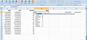 Use the DATEDIF function in Microsoft Excel 2007