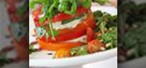 Make an easy tomato and basil salad with mascarpone and bleu cheese mousse