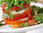 Make an easy tomato and basil salad with mascarpone and bleu cheese mousse