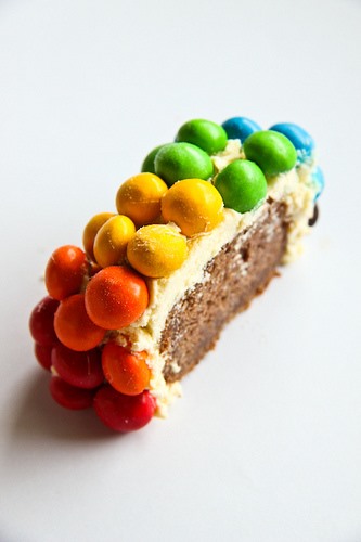 RECIPE: Rainbow M&M Cake With Fluffy White Clouds