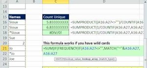 Count unique items in a list in Microsoft Excel