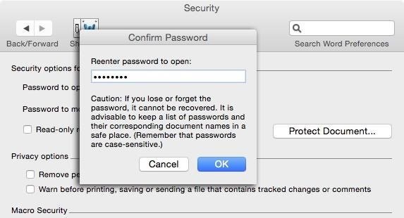 forgot password excel spreadsheet mac