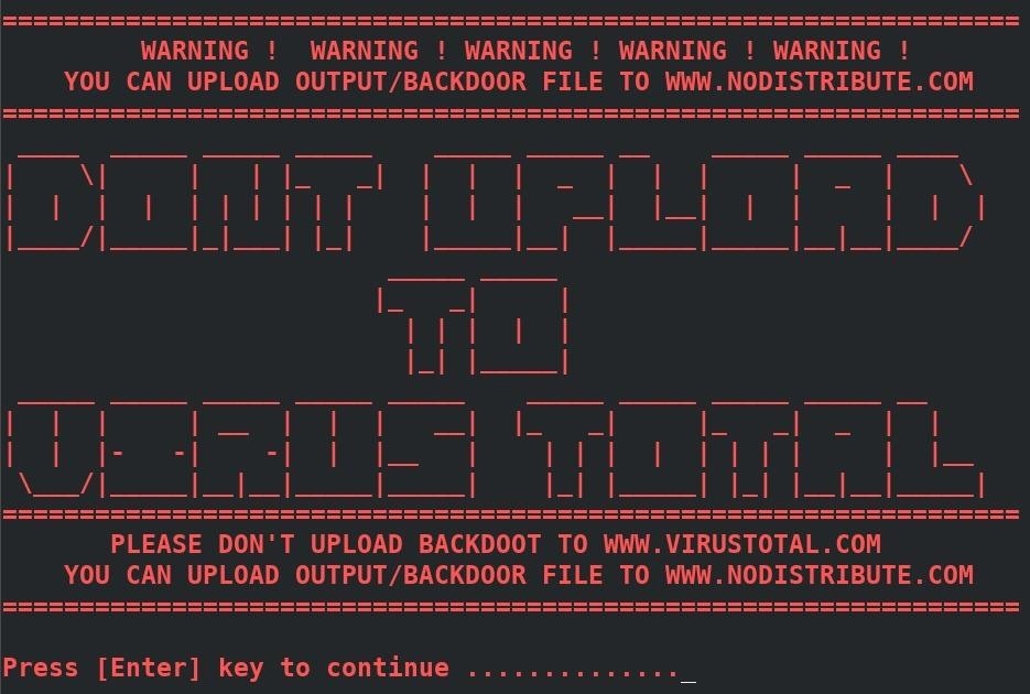 Don't upload to Virus Total banner