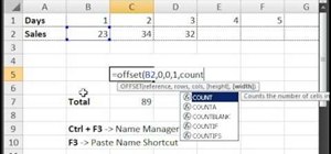 Make a dynamic named range in Excel (left to right)