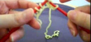 Knit a basic purl stitch with ramen noodles