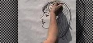 Draw a young woman's face in profile