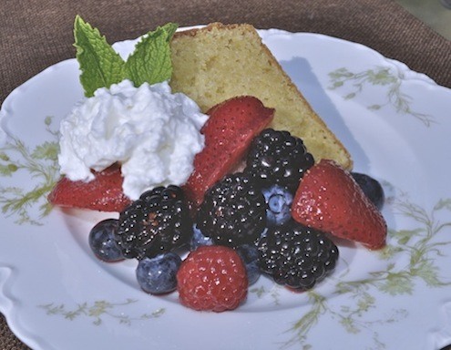 Lemon-Cornmeal Pound Cake with Berries and Cream