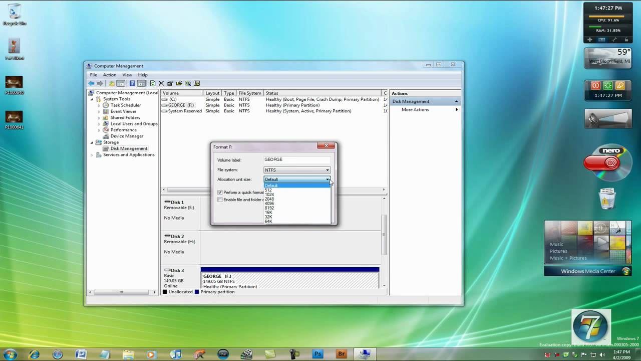 Format your hard drive in Windows 7