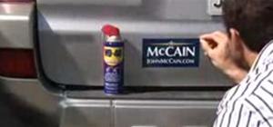Tear McCain/Palin bumper stickers clean off with WD-40