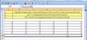 Add data to an Excel cell range via keyboard shortcut