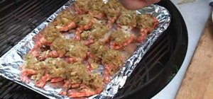 Barbecue jumbo shrimp stuffed with crab meat