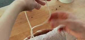 Make and tie traditional pancetta (pork)