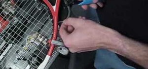 Pass string thru blocked grommets on a tennis racket