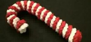 Crochet a fun little candy cane out of red and white yarn