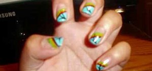 Apply crazy blue, green, red and yellow nail polish