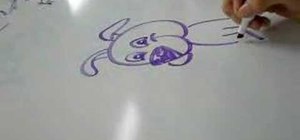 Draw a panting cartoon dog