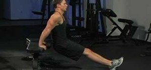 Do triceps bench dips with feet on floor
