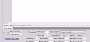 Create a Spry password validation form in Dreamweaver