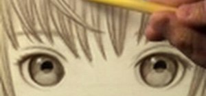 Draw a pretty young anime girl with large eyes