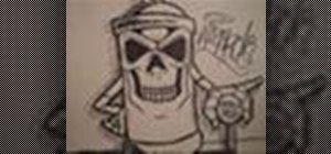 Draw a graffiti skull spraycan character with Wizard