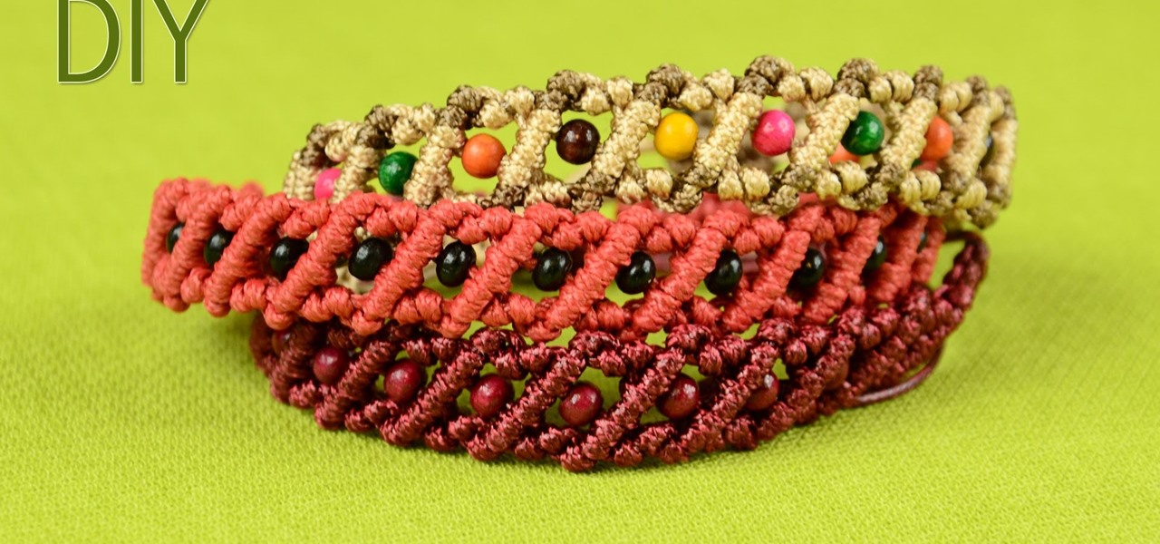 Striped Macrame Bracelet with Beads