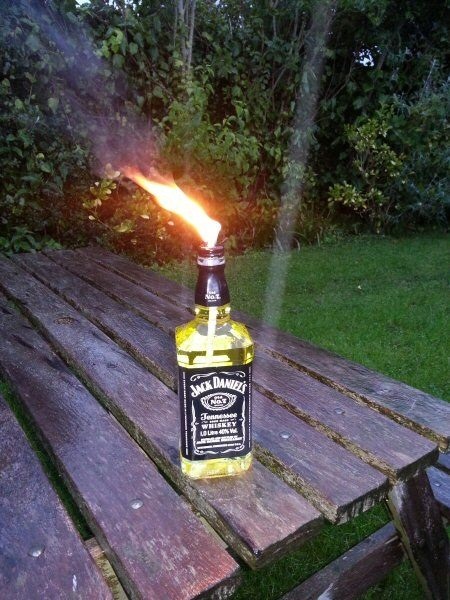 How to Make a Tiki Torch from a Bottle of Jack Daniels