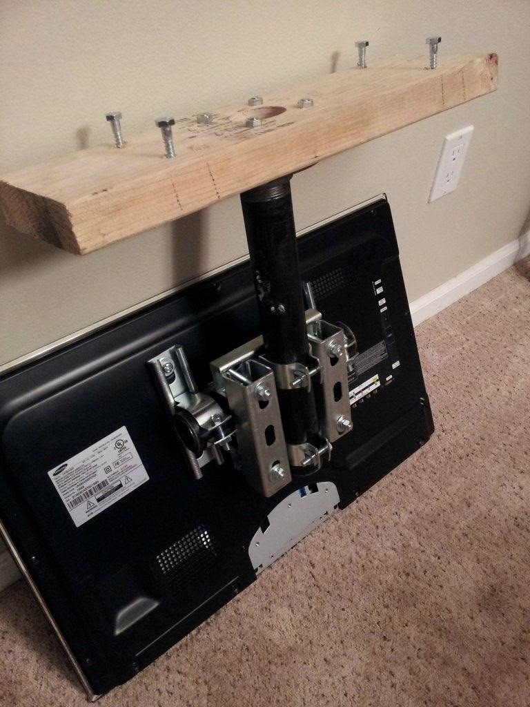 How to Build a Simple Flat Screen TV Ceiling Mount from Unistrut and Pipe