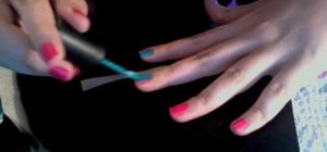 Create a funky split color nail look
