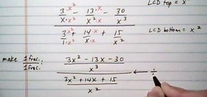 Simplify complex fraction w/ 3 fractions top & bottom