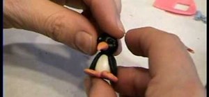 Make a mini penguin polymer clay bead