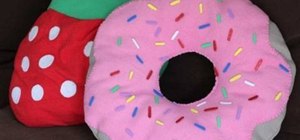 Make a kawaii donut pillow with strawberry frosting and sprinkles