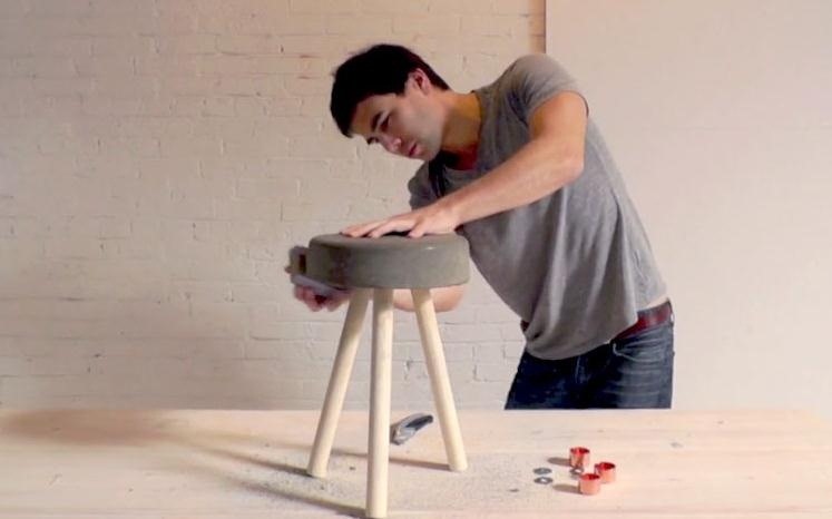 How to Make a Sweet $5 Bar Stool Using Wooden Dowels & Concrete