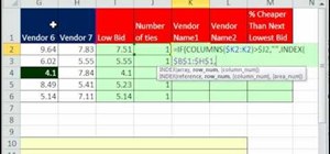 Show vendor names associated with a low bid in Excel
